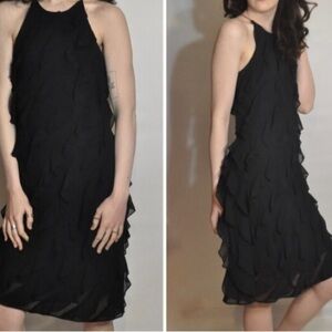 Lauren Ralph Lauren 90s Vintage Little Black Dress Ruffle Dress 1990s Women's​​